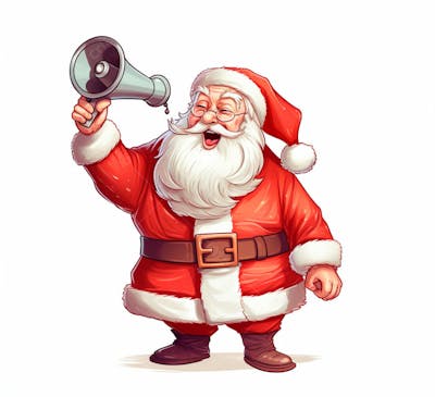Cartoon Do Papai Noel Com Um Megafone 3D 12
