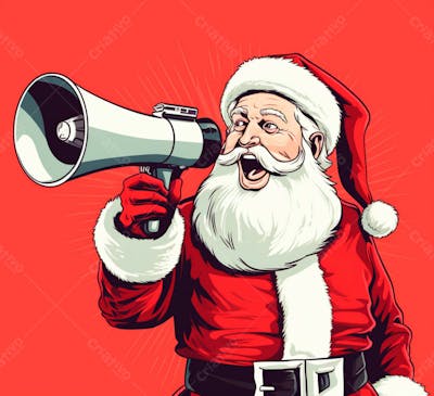 Cartoon Do Papai Noel Com Um Megafone 3D 14
