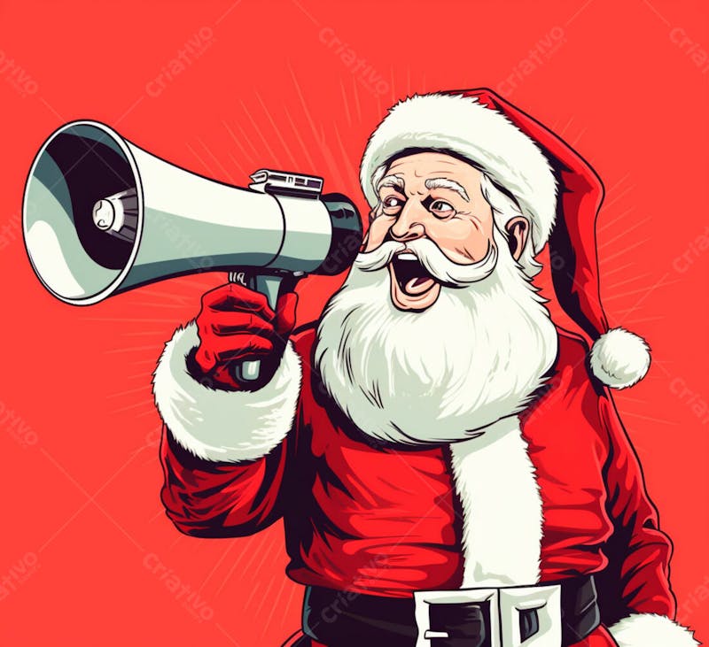 Cartoon do papai noel com um megafone 3d 14