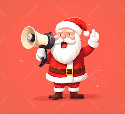 Cartoon Do Papai Noel Com Um Megafone 3D 16