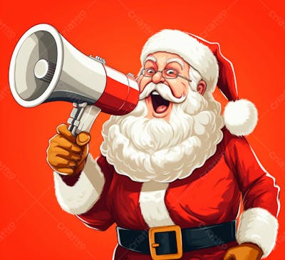 Cartoon Do Papai Noel Com Um Megafone 3D 18