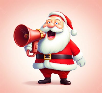 Cartoon Do Papai Noel Com Um Megafone 3D 19