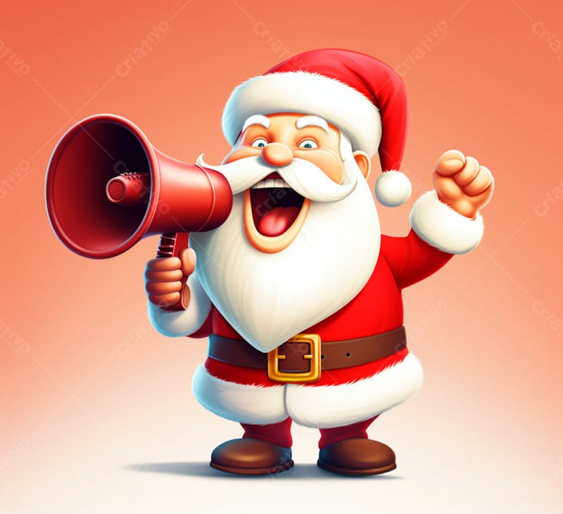 Cartoon do papai noel com um megafone 3d 36