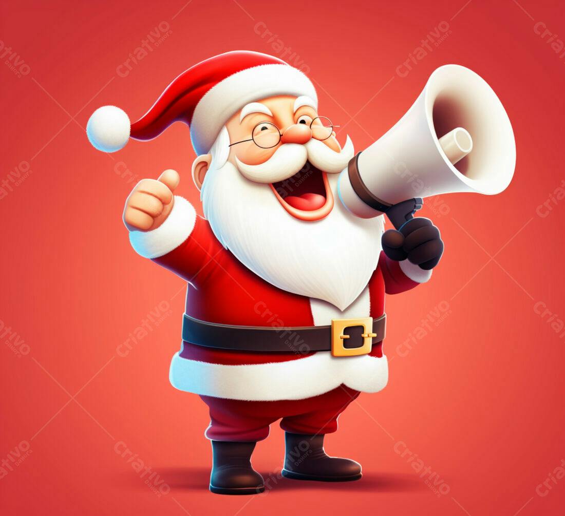 Papai Noel alegre anunciando Boas Festas