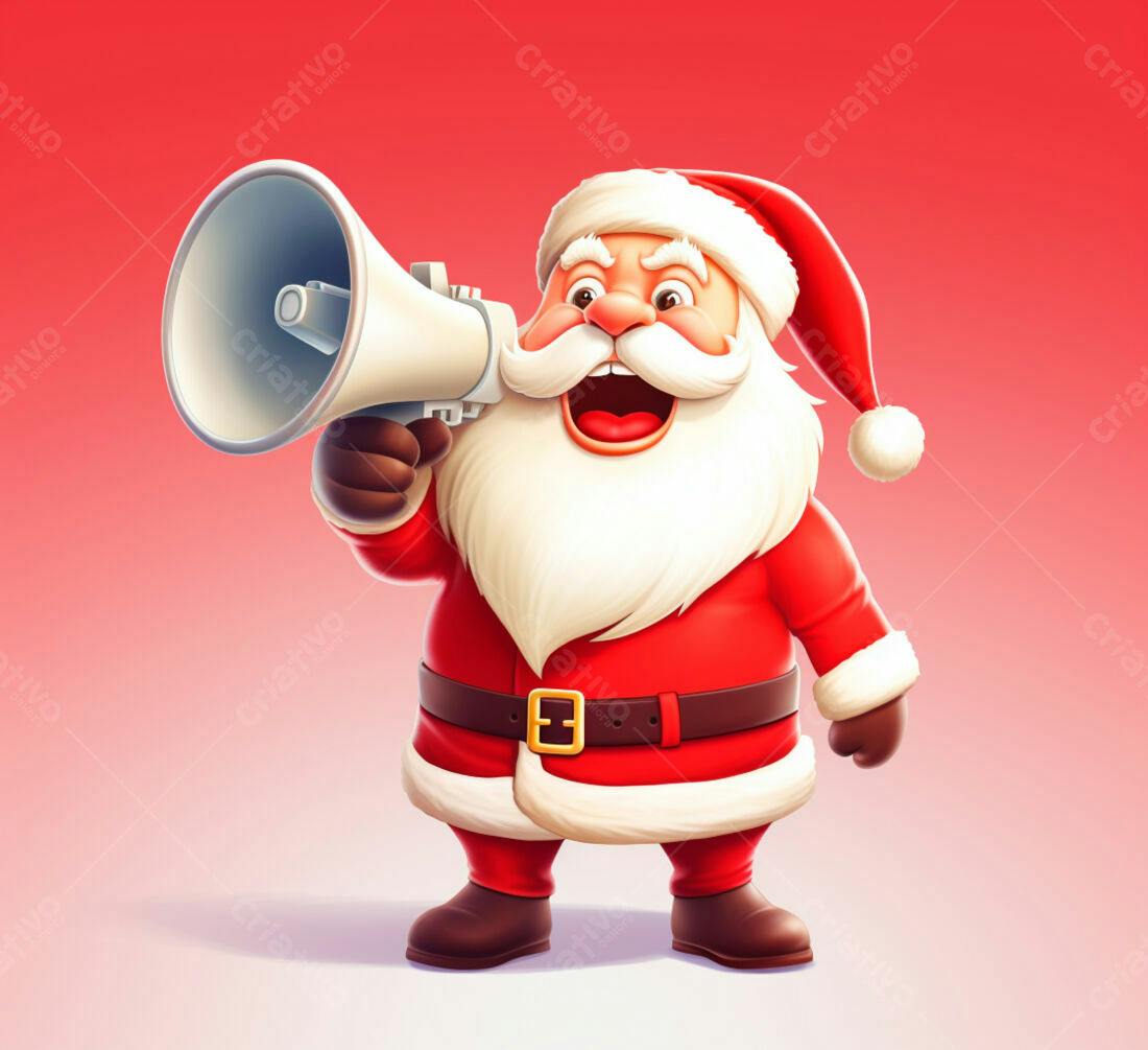 Papai Noel com megafone anúncio natal