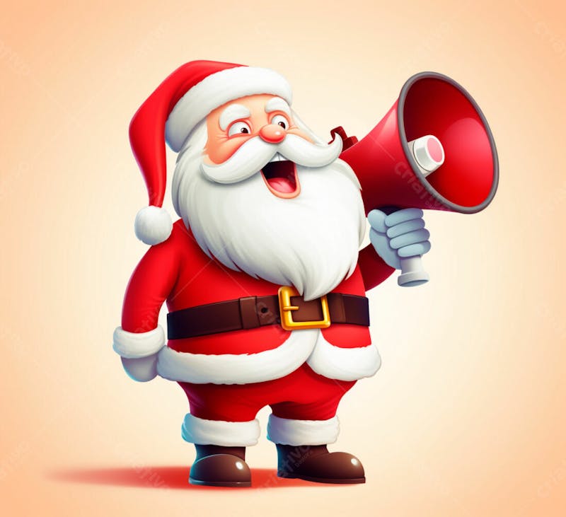 Cartoon do papai noel com um megafone 3d 45