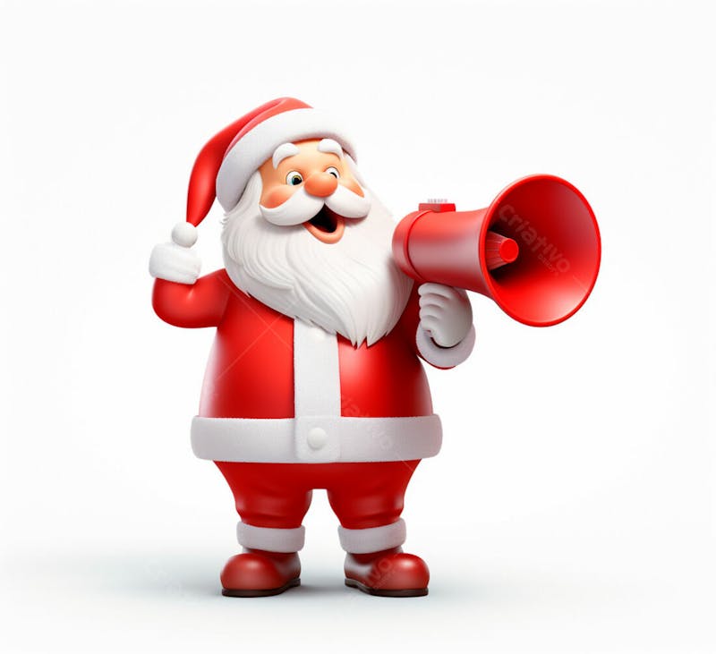 Cartoon do papai noel com um megafone 3d 48