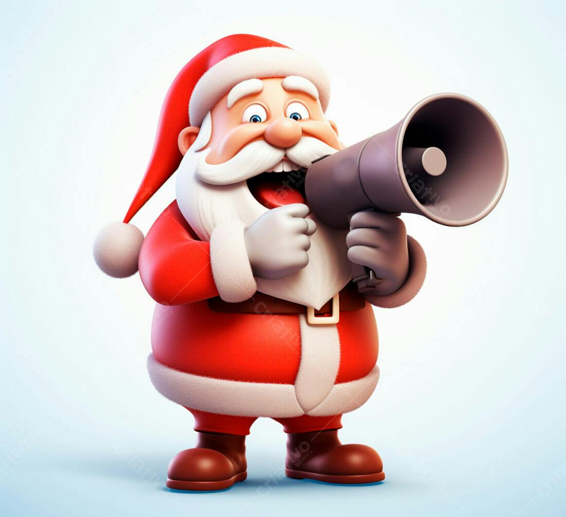 Papai Noel com megafone anúncio Natal