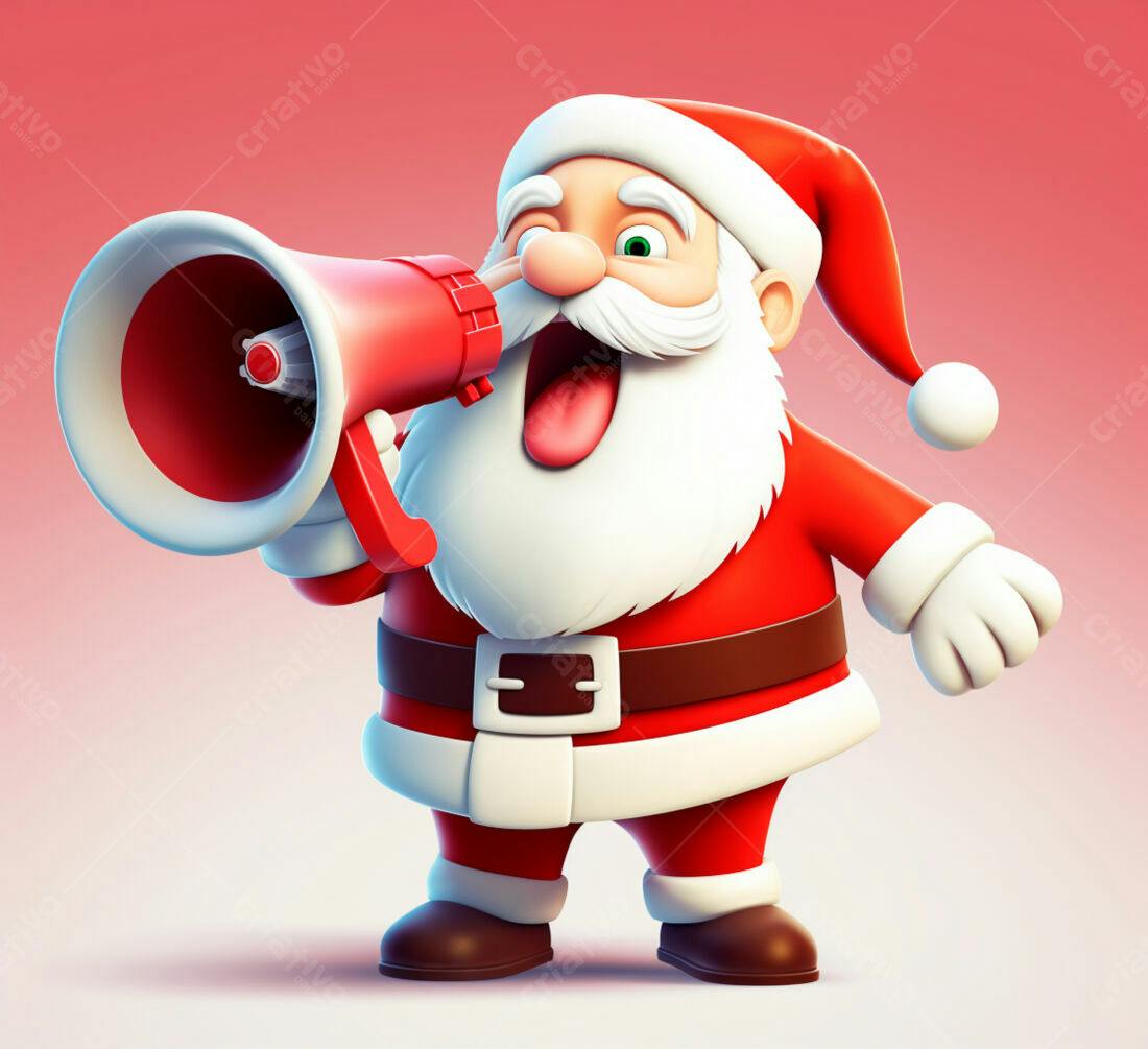 Papai Noel animado com megafone Natal