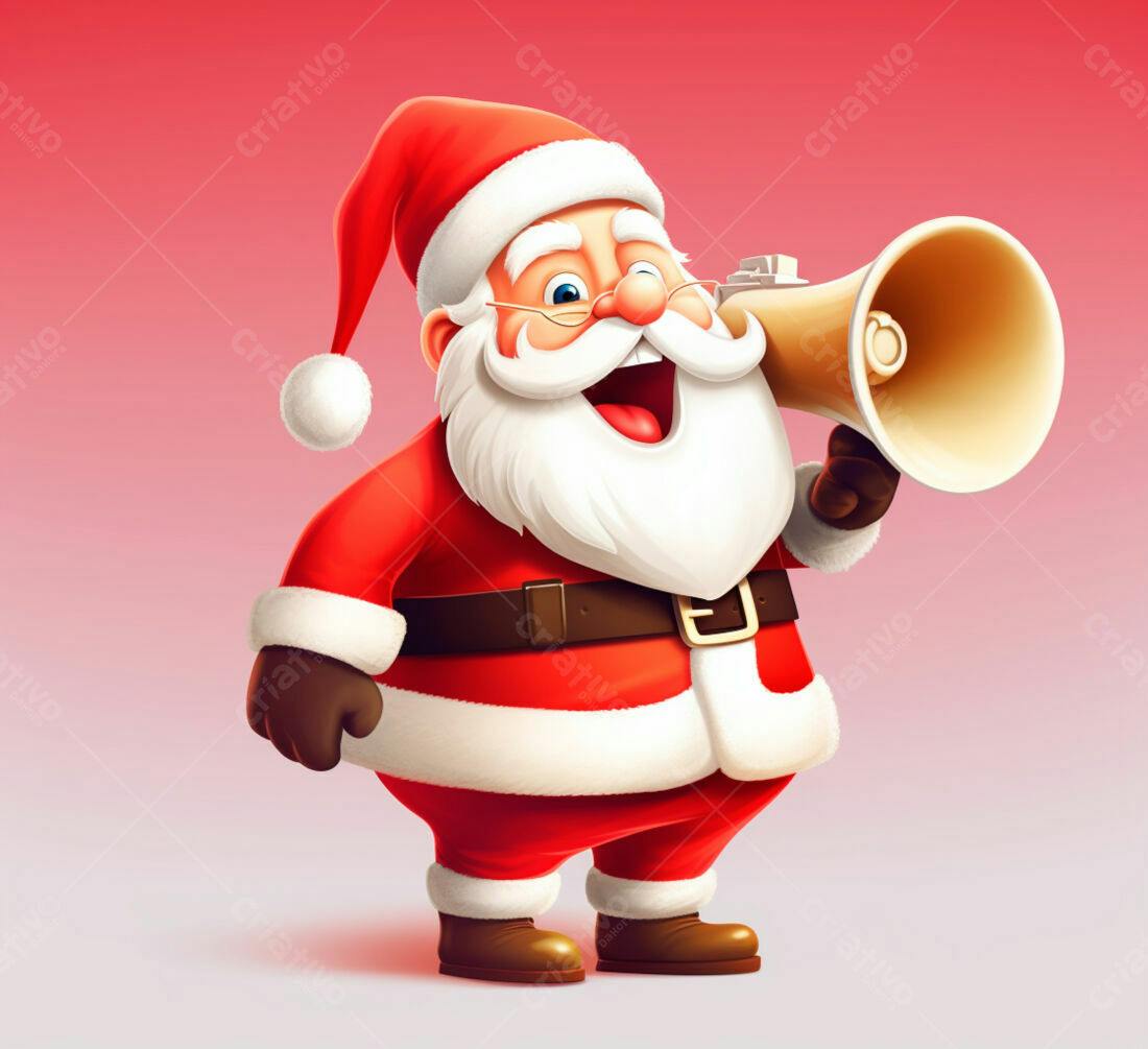 Papai Noel alegre com megafone Natal