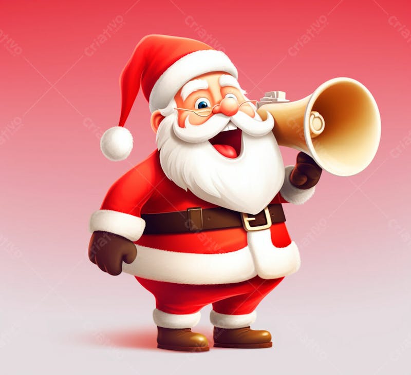 Cartoon do papai noel com um megafone 3d 62