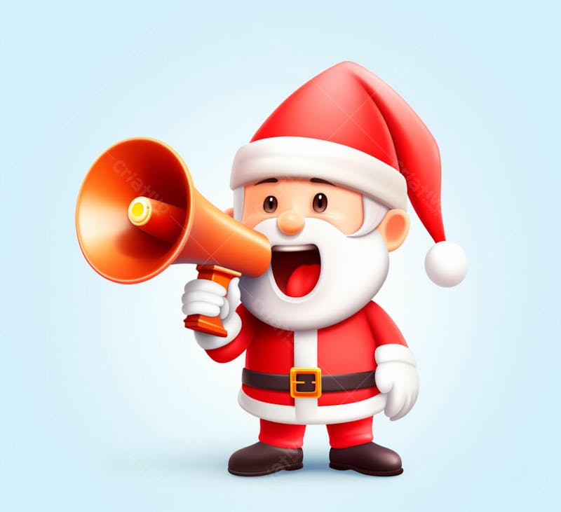 Cartoon do papai noel com um megafone 3d 65