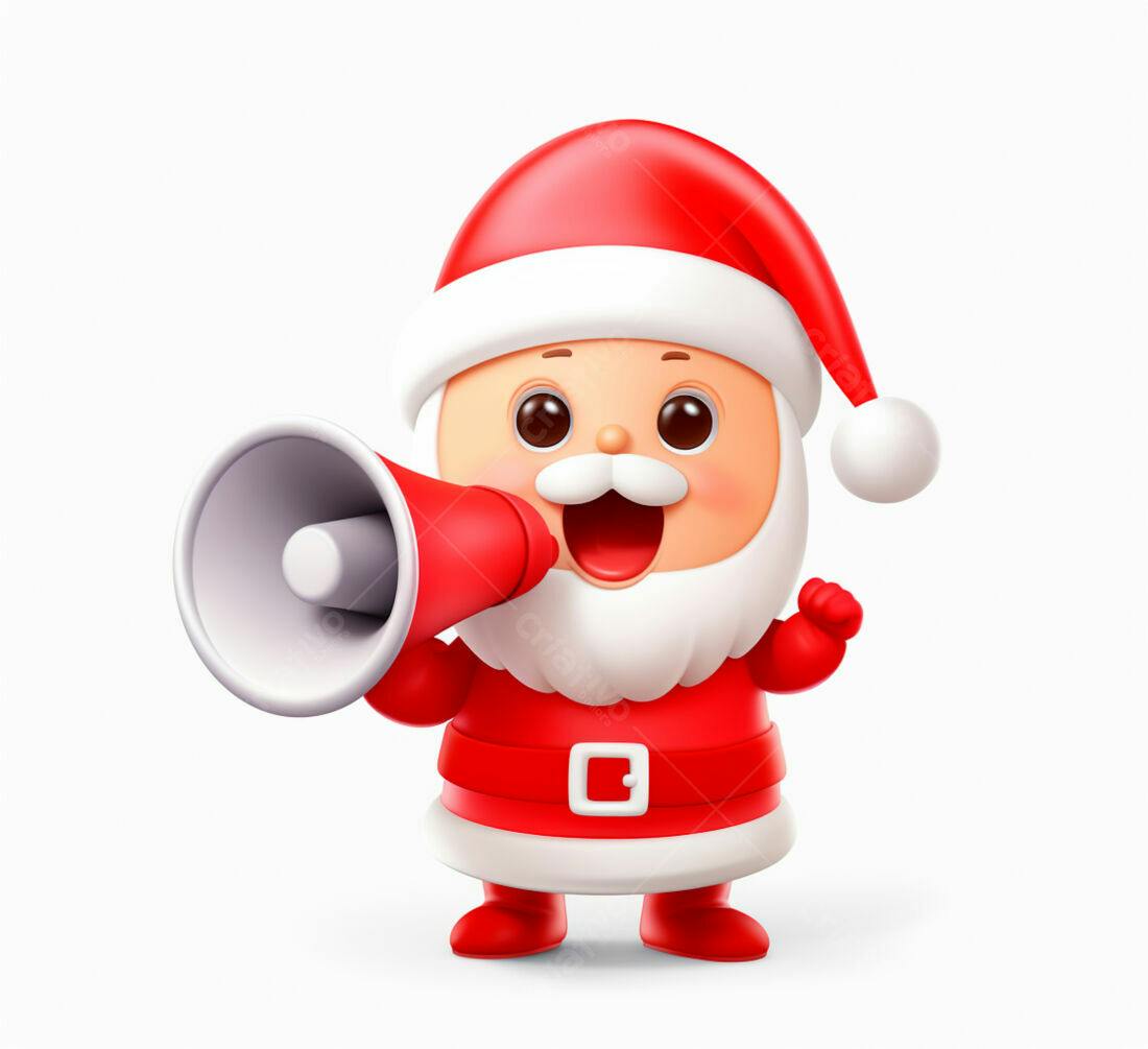 Papai Noel fofo com megafone Natal
