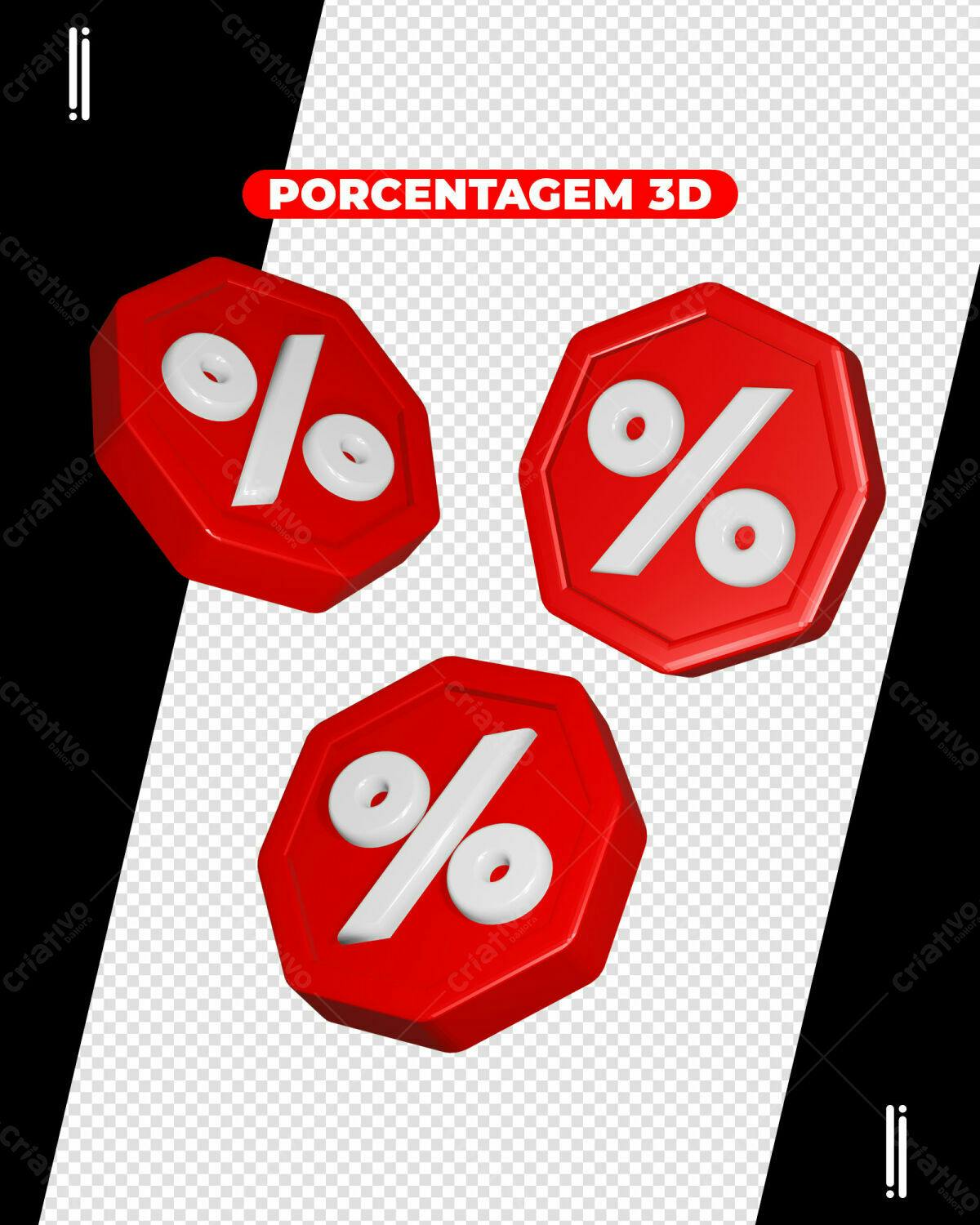 Ícones de Porcentagem 3D PSD Editável