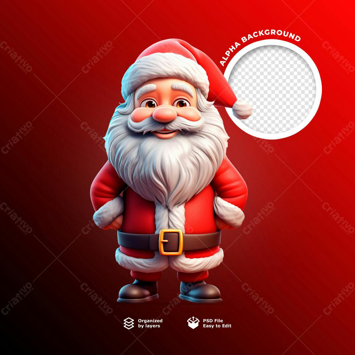 Postagem de Natal com Papai Noel 3D PSD Editável