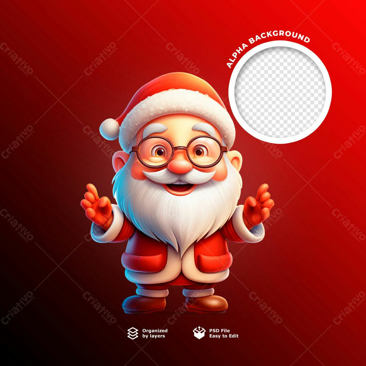 Postagem de Natal com Papai Noel 3D PSD Editável