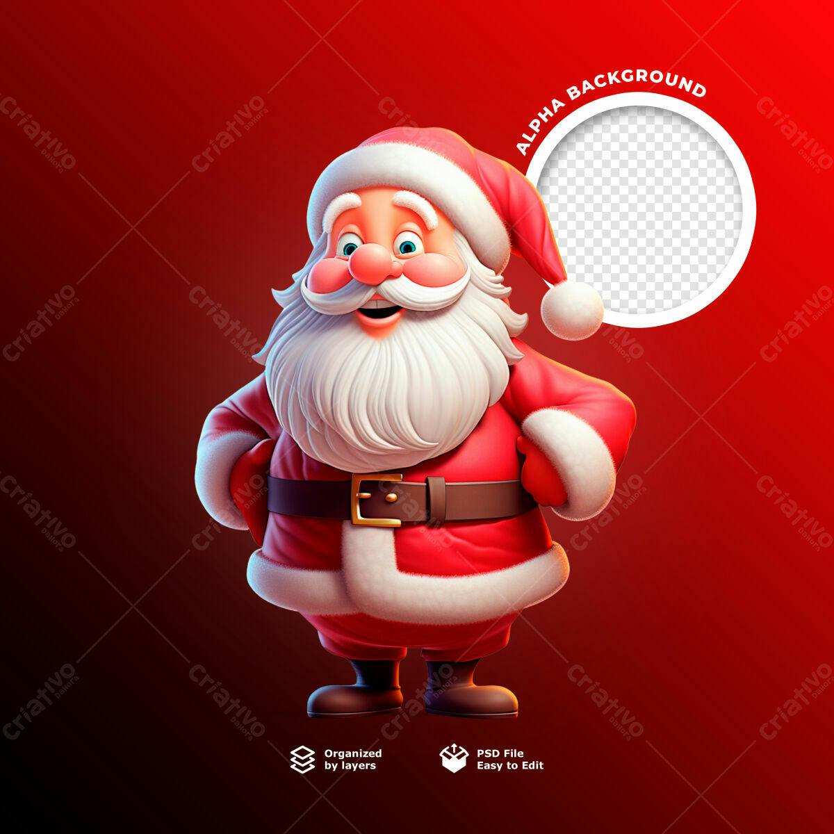Postagem de Natal com Papai Noel 3D PSD Editável