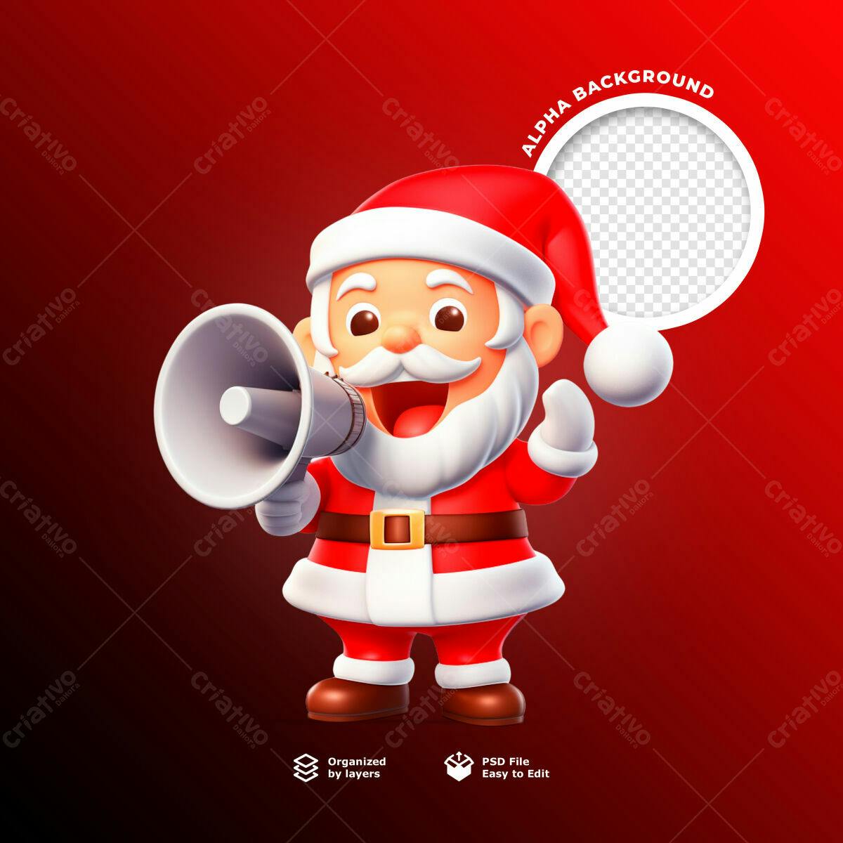 Icone Natal Papai Noel com Megafone PNG com fundo transparente