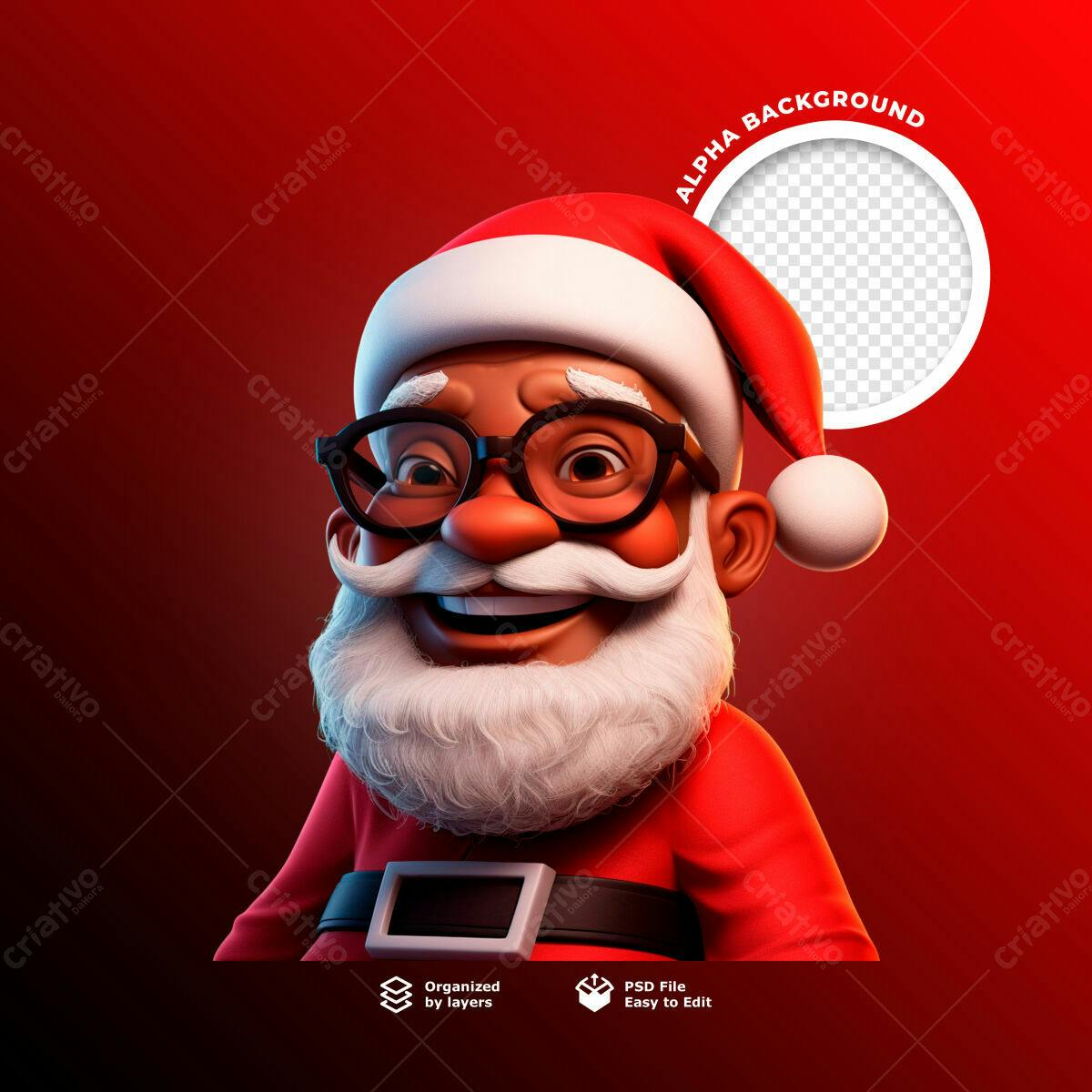 Postagem de Natal com Papai Noel 3D PSD Editável