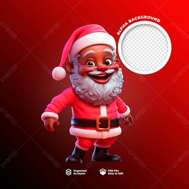 Um lindo personagem de papai noel em 3d