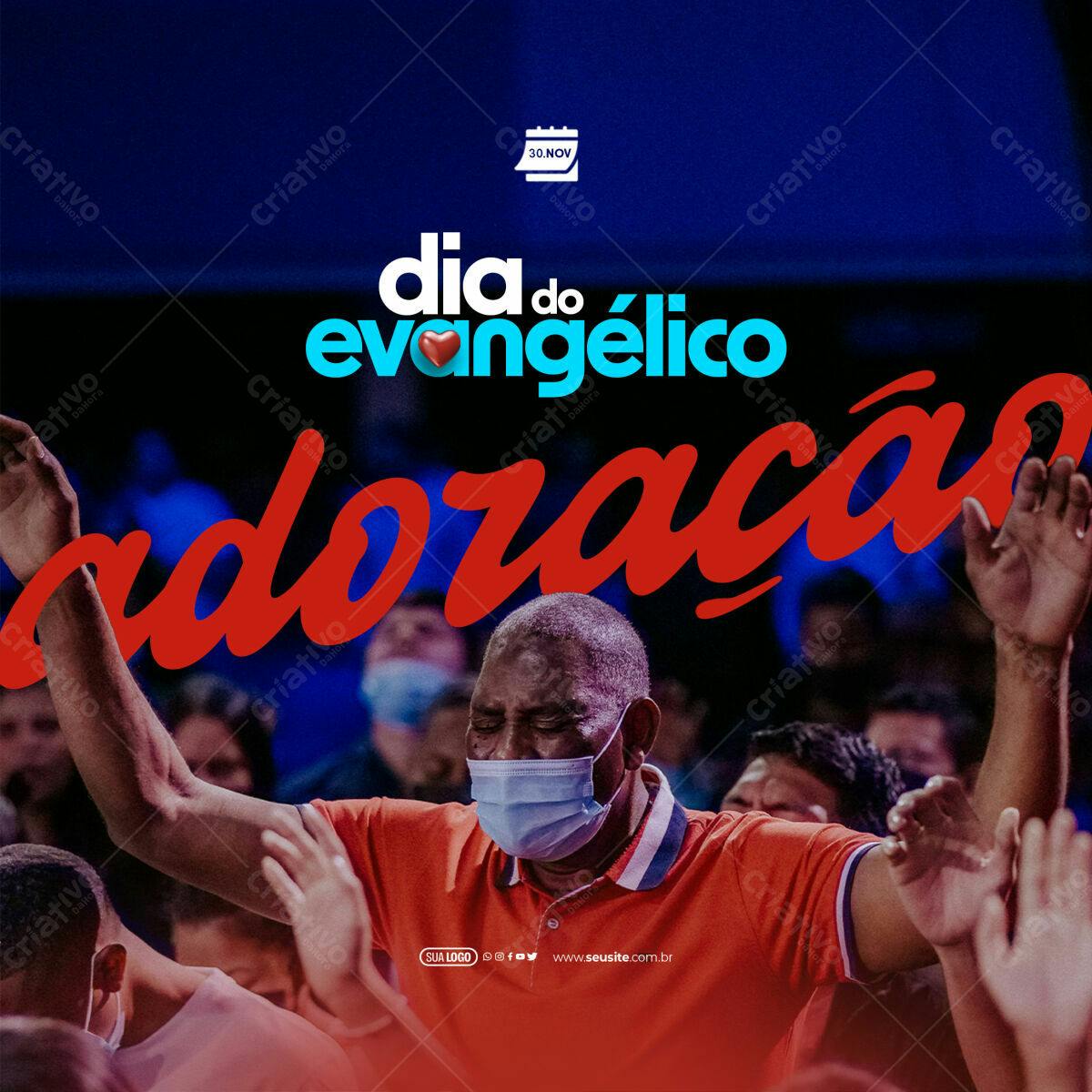Flyer Dia do Evangélico PSD Editável