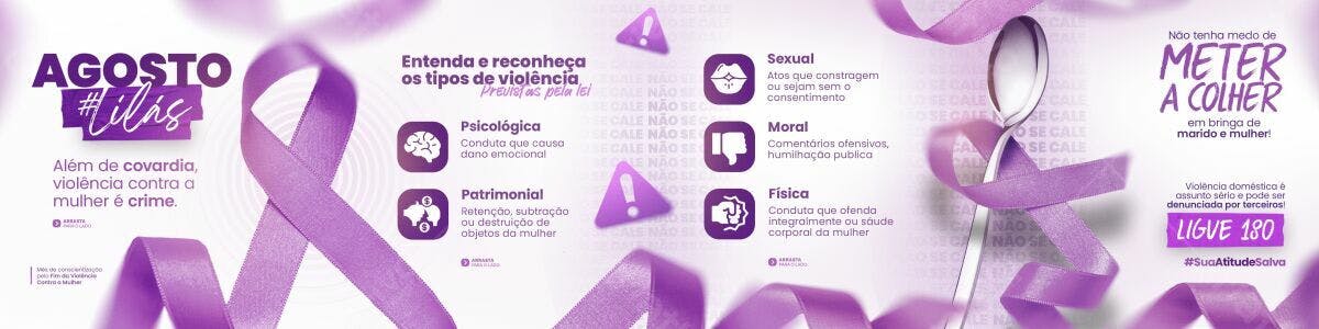 PSD Agosto Lilás para Conscientização da Violência Contra a Mulher