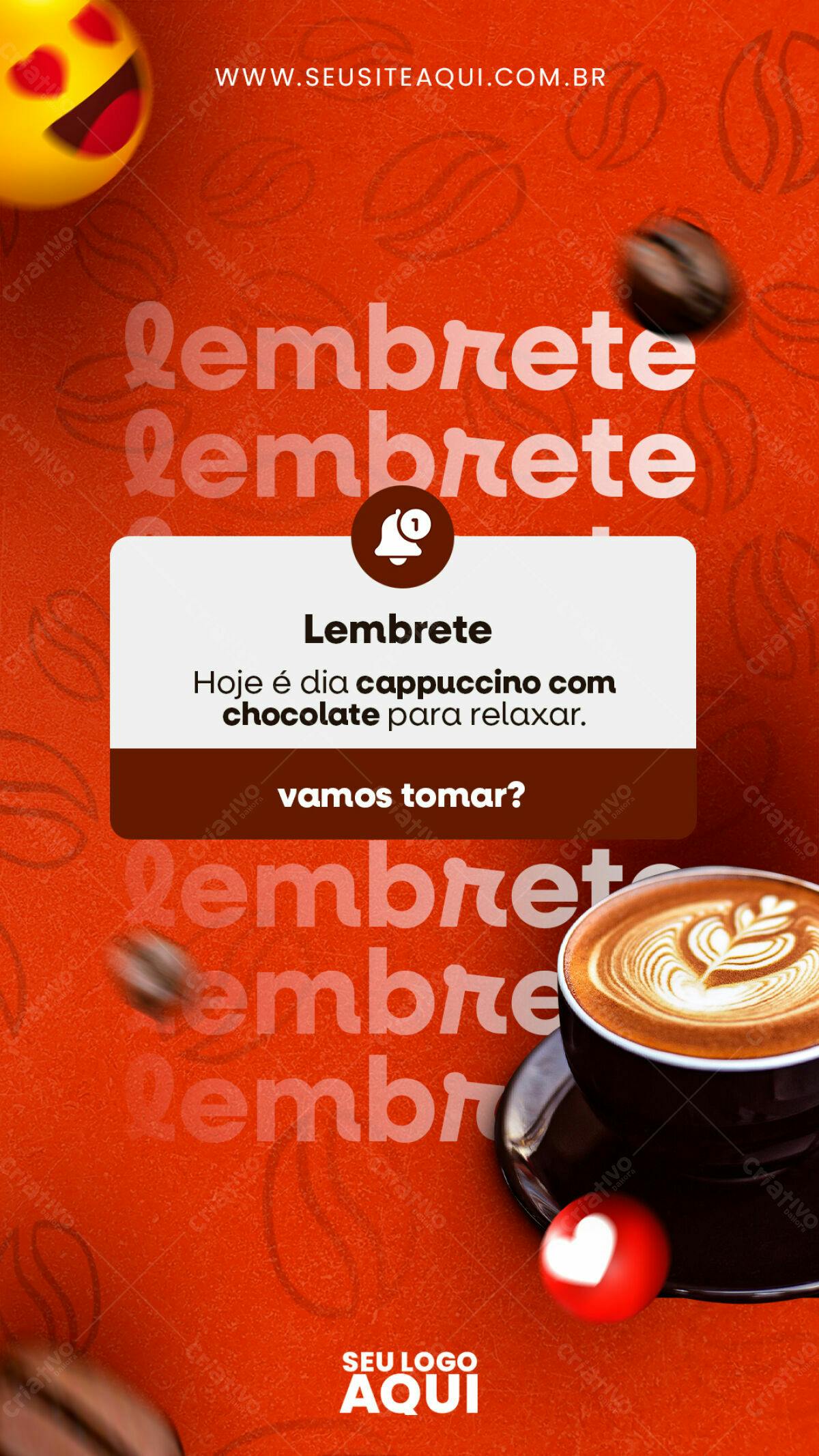 Flyer para Dia do Cappuccino com Chocolate PSD Editável