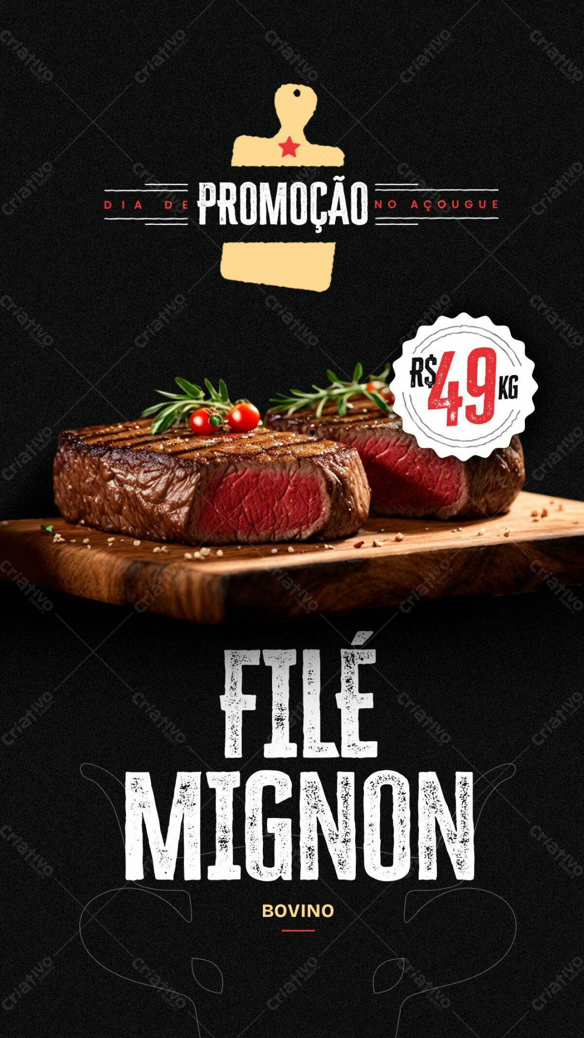 Flyer de Promoção de Filé Mignon PSD Editável