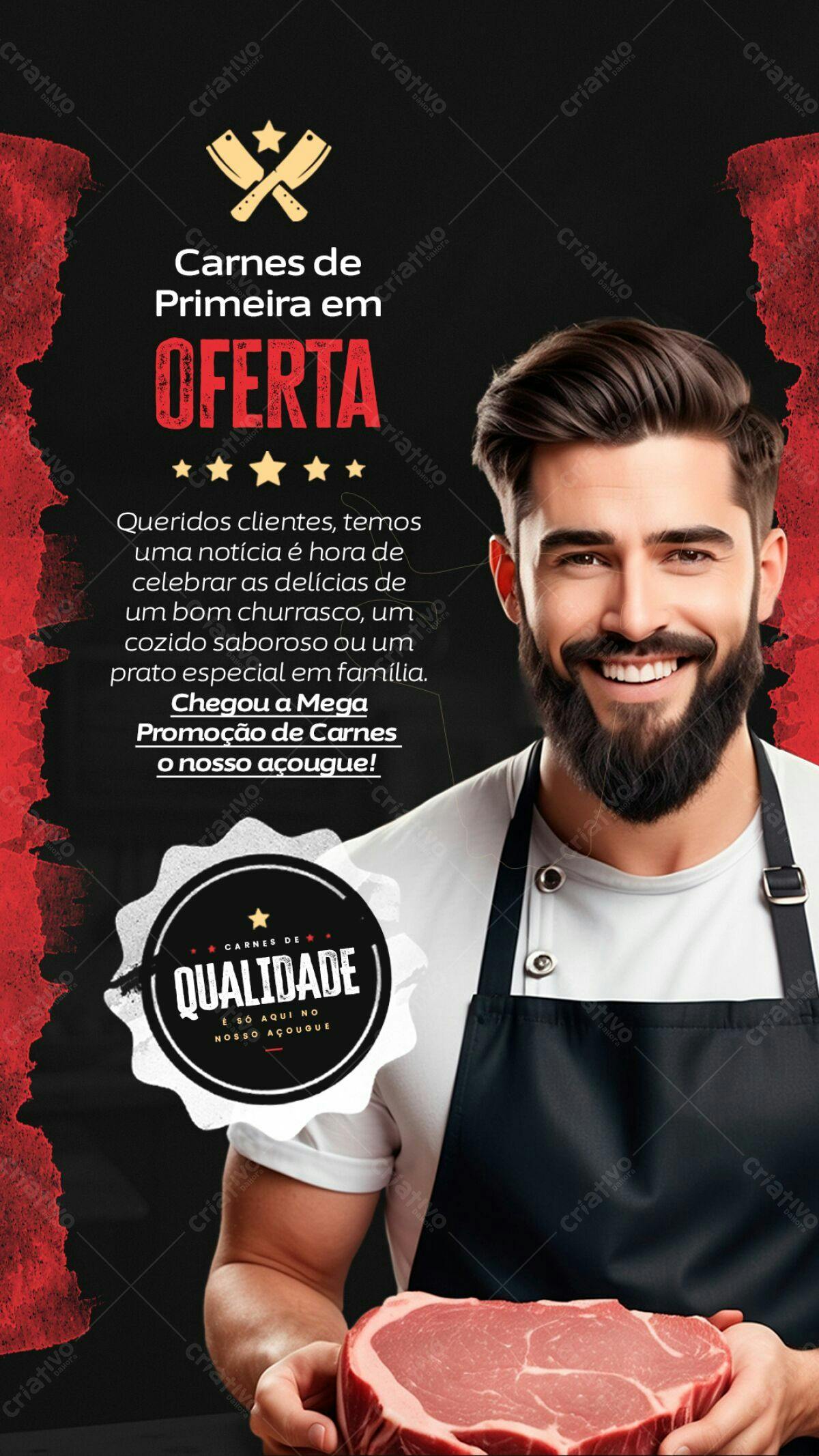 Flyer Promoção de Carnes PSD Editável