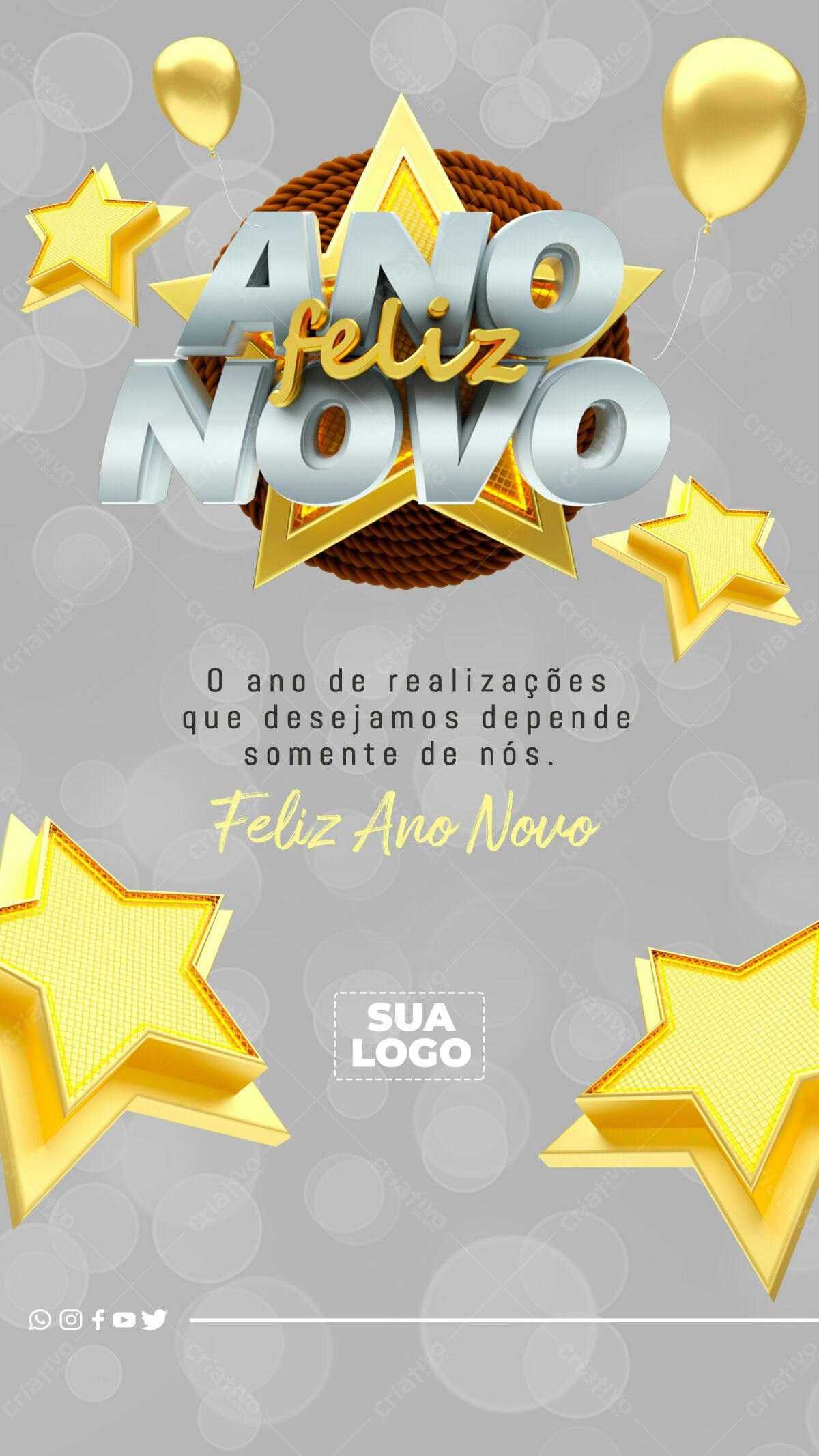Flyer Feliz Ano Novo PSD Editável