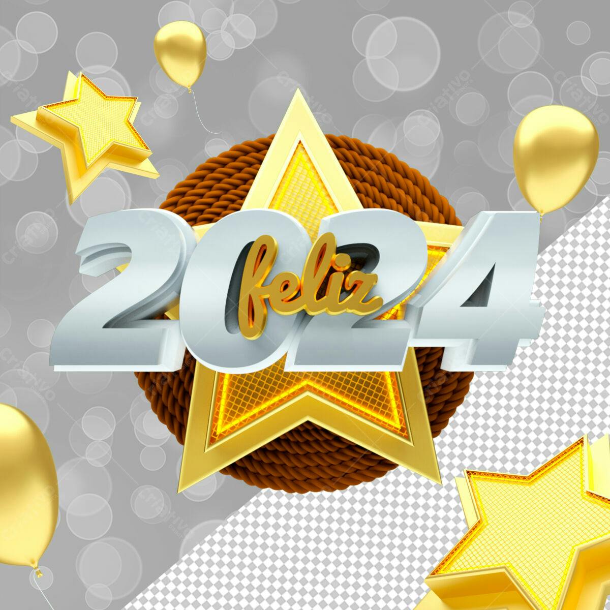 Banner Ano Novo 2024 PSD Editável