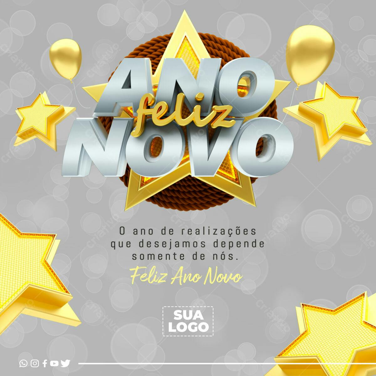 Flyer Feliz Ano Novo PSD Editável