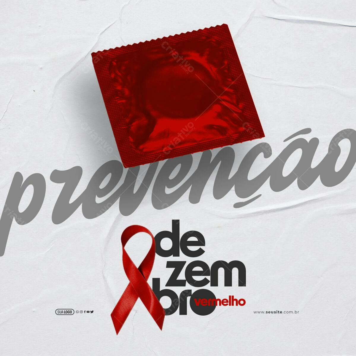 Flyer Dezembro Vermelho Prevenção Aids PSD Editável