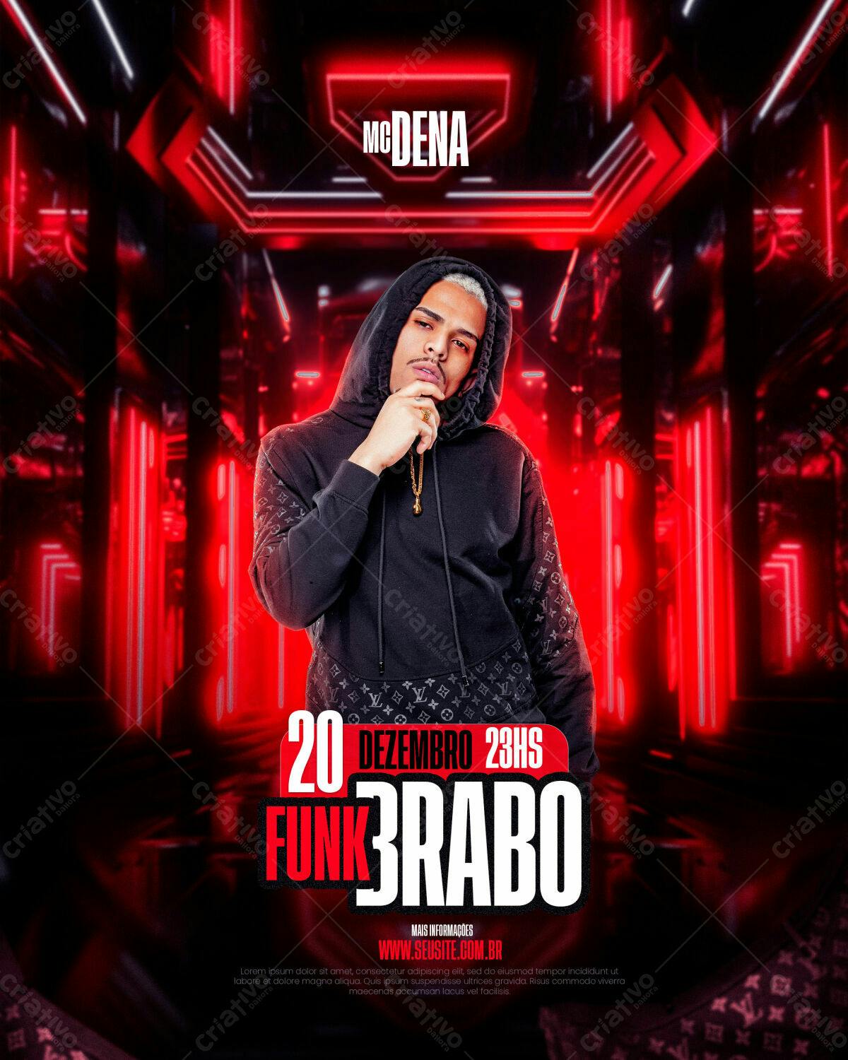 Flyer para Festa Funk do Mc Denia PSD Editável