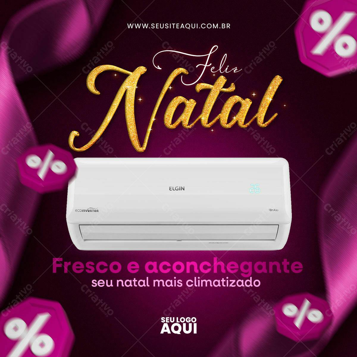 Flyer Natalino para Promoção de Ar Condicionado PSD Editável