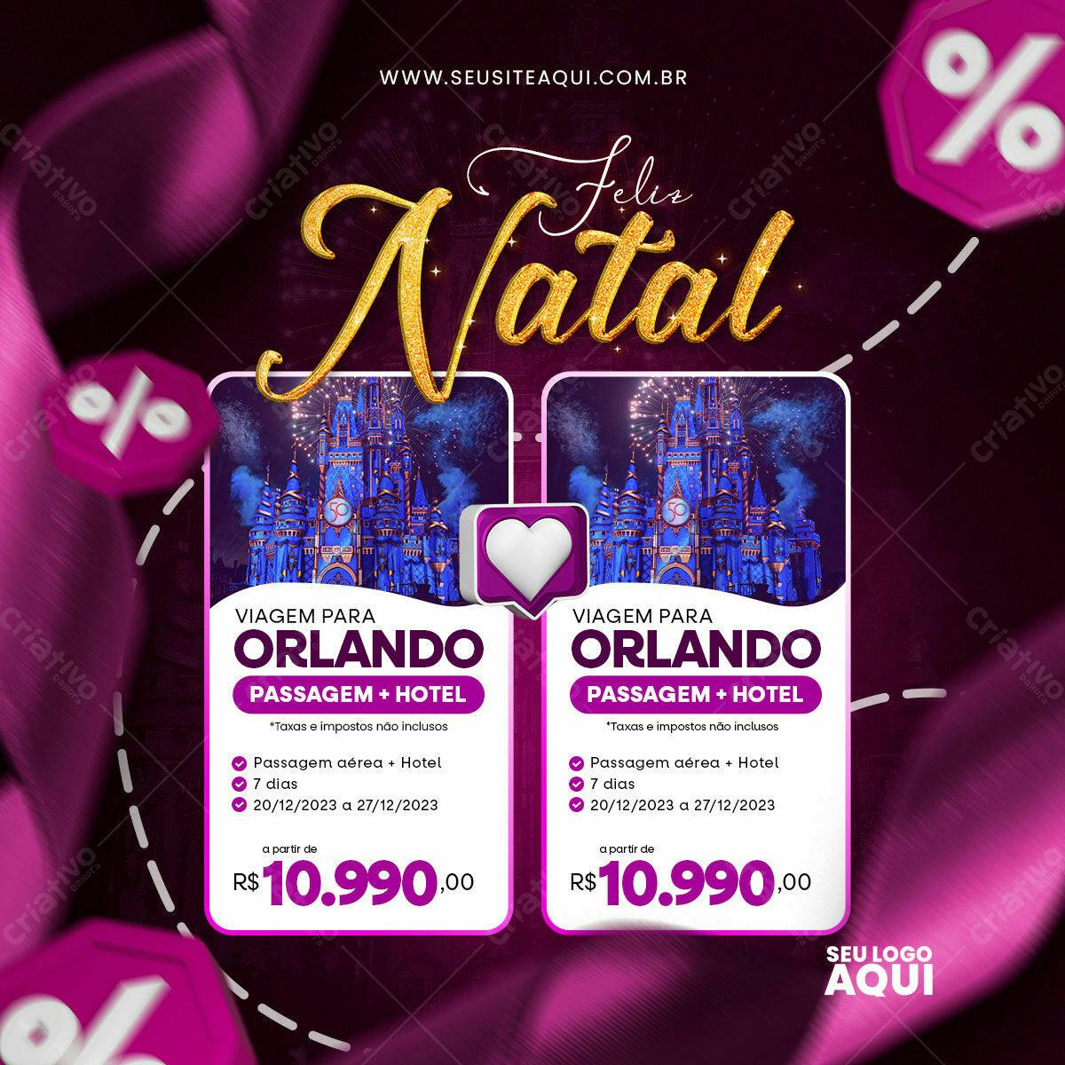 Flyer Pacote de Viagem Orlando Natal PSD Editável