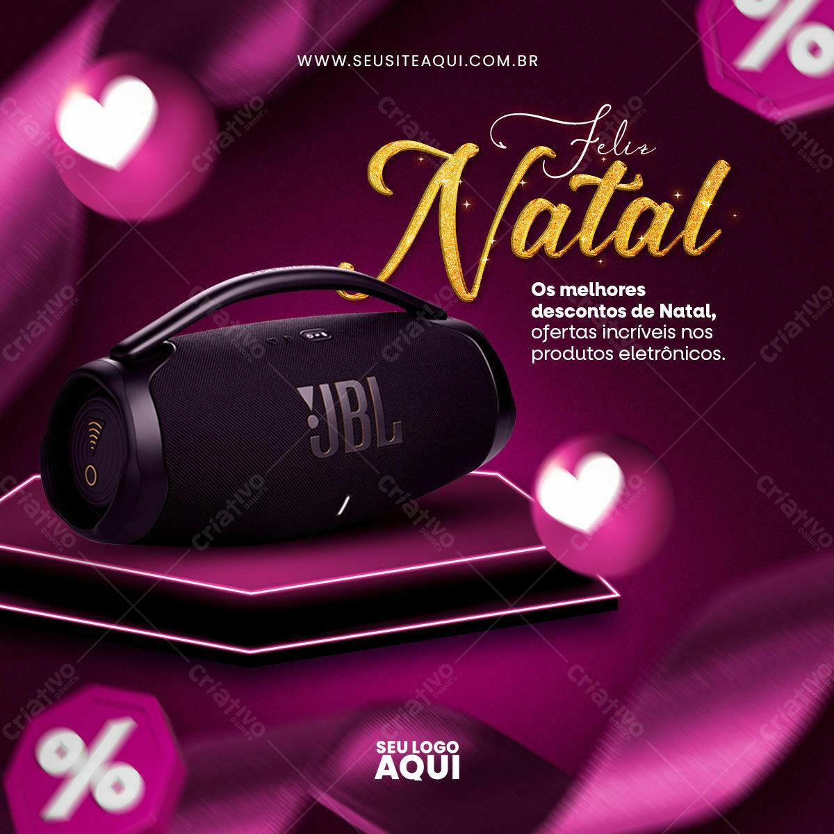 Flyer de Natal com Caixas de Som JBL PSD Editável