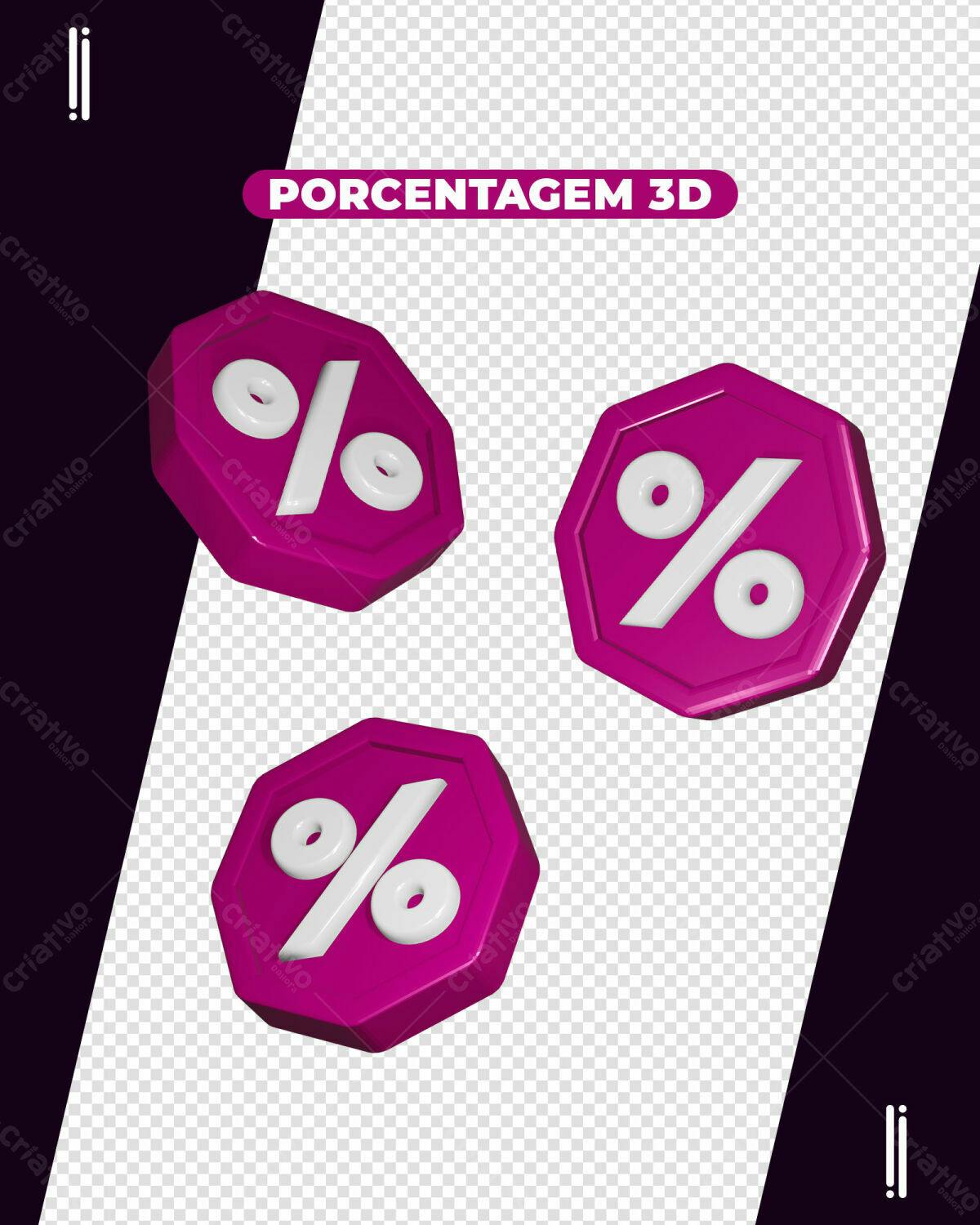 Ícone Porcentagem 3D PSD Editável