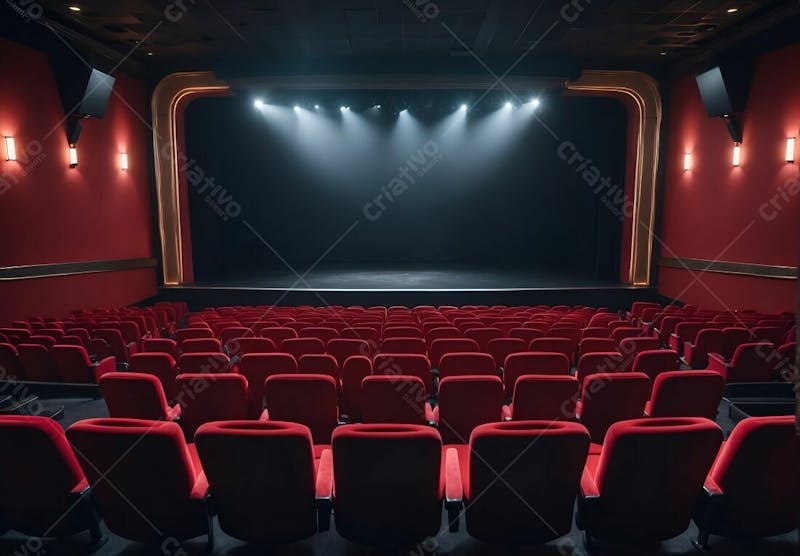 Sala de cinema e eventos poltronas vermelhas teatro