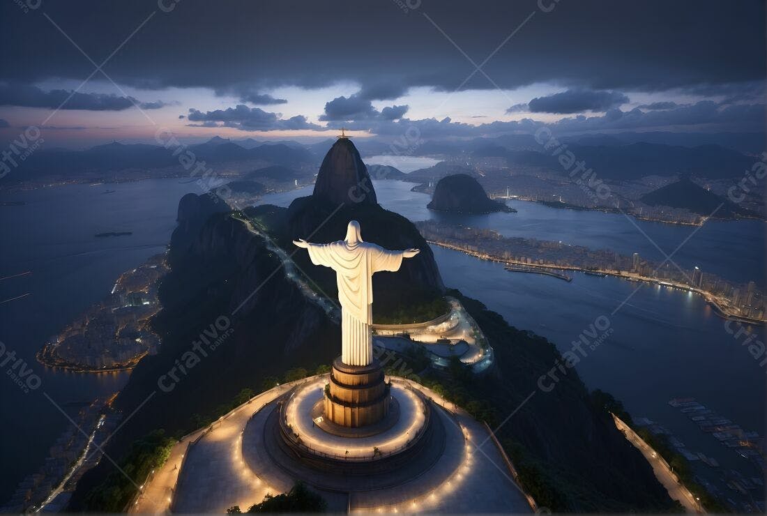 Cristo Redentor no Rio de Janeiro ao entardecer