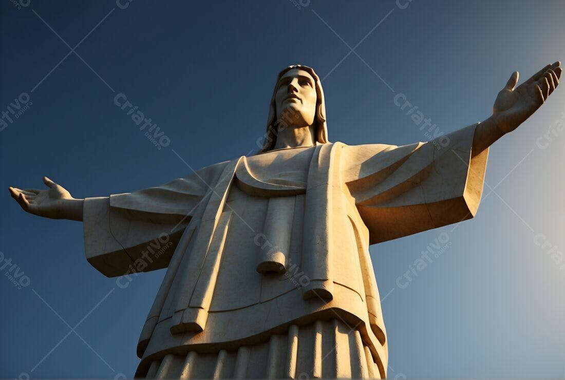 Estátua de Cristo braços abertos céu azul