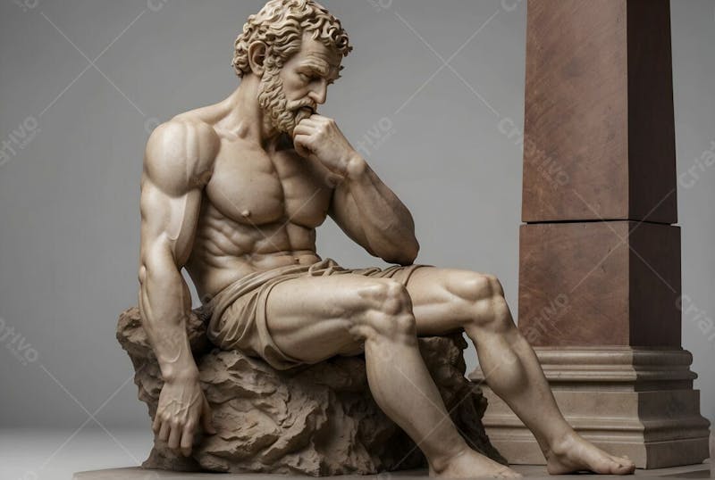 Estátua reaslista do pensador musculoso romano