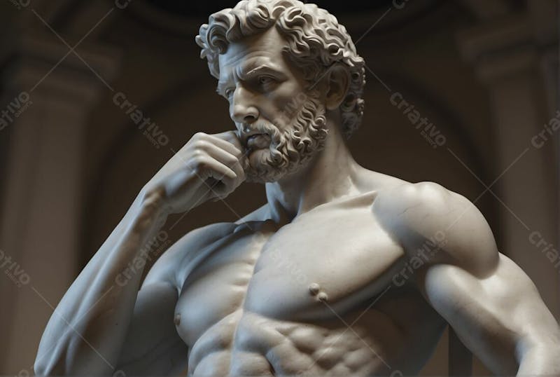 Estátua reslista do pensador romano musculoso