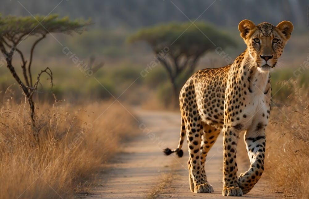 Guepardo Ou Chita Cheetah No Deserto Do Saara