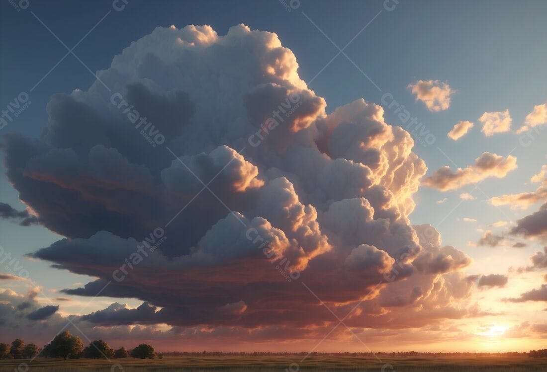 Nuvens imponentes ao pôr do sol