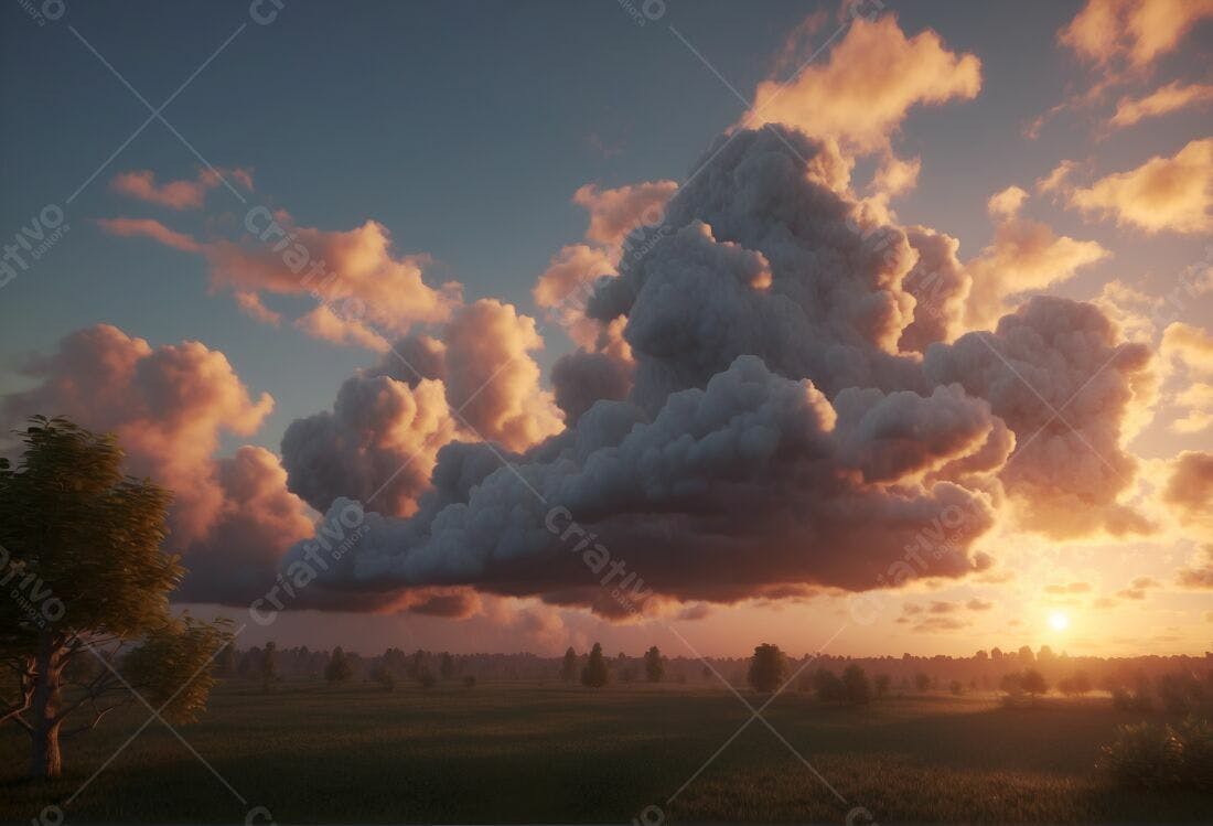 Céu dramático ao pôr do sol