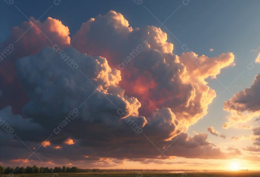 Nuvens Nuvem No Céu Por Sol Floresta Paisagem Arvore