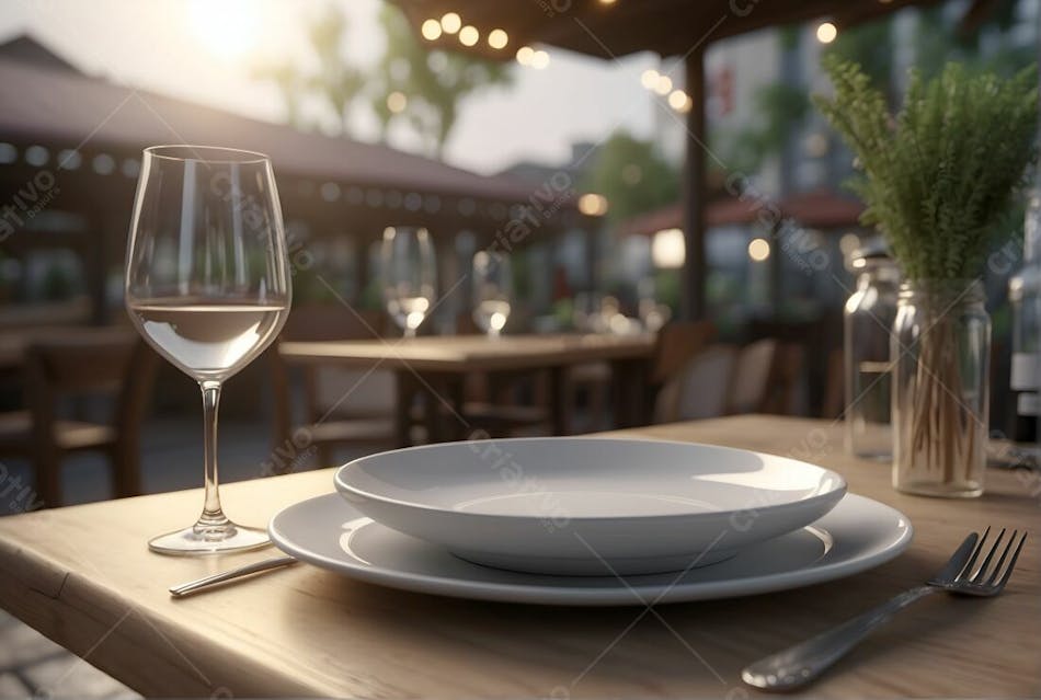 Prato Branco Vazio Mesa Do Restaurante Taça