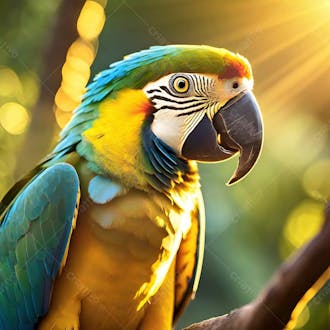 Um lindo papagaio na luz do sol
