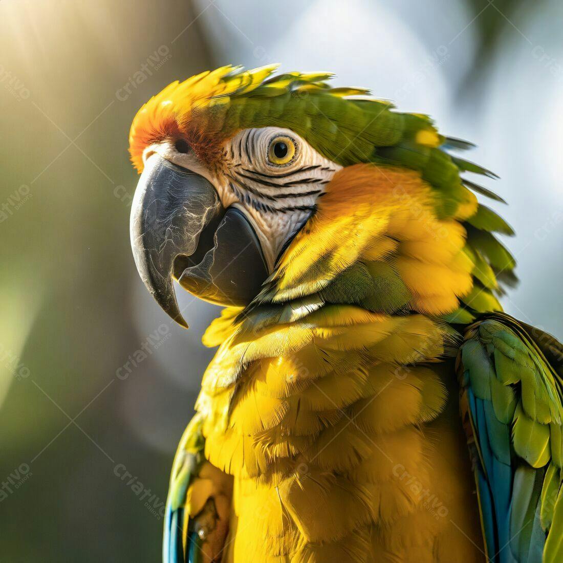 Arara-amarela em close vibrante